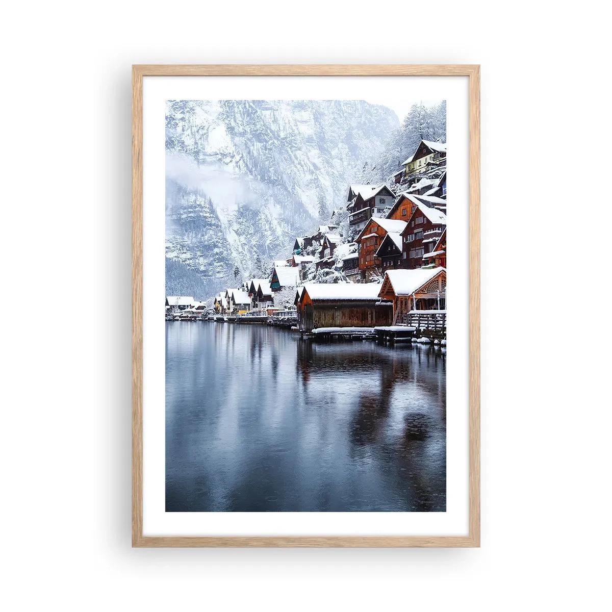 Pôster com moldura de carvalho claro - Na decoração de inverno - 50x70 cm