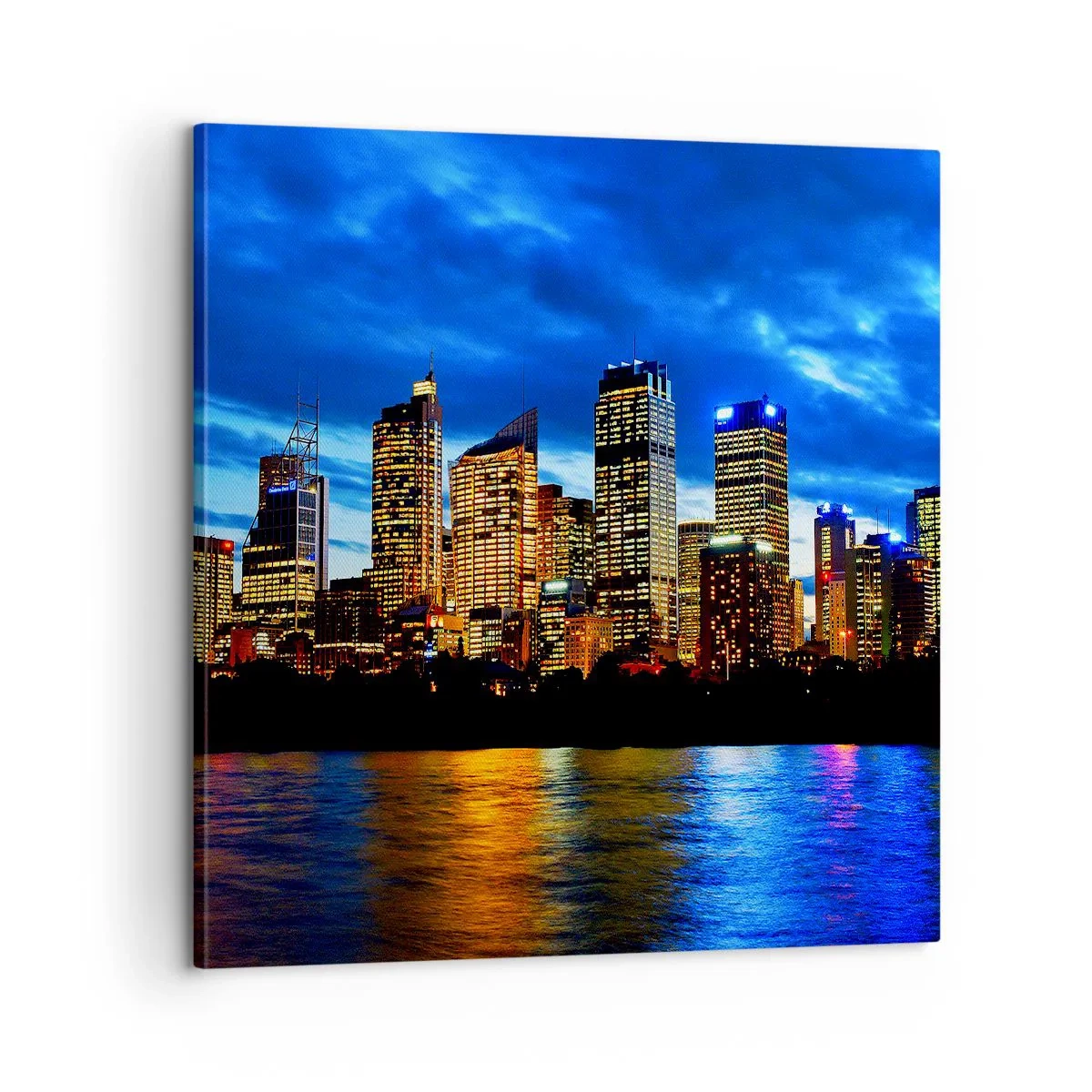 Quadro em tela - Uma noite de luzes e cores - 60x60 cm