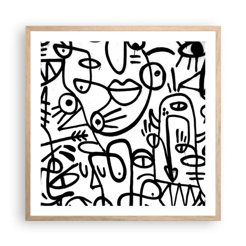 Pôster com moldura de carvalho claro - Rostos e miragens - 60x60 cm