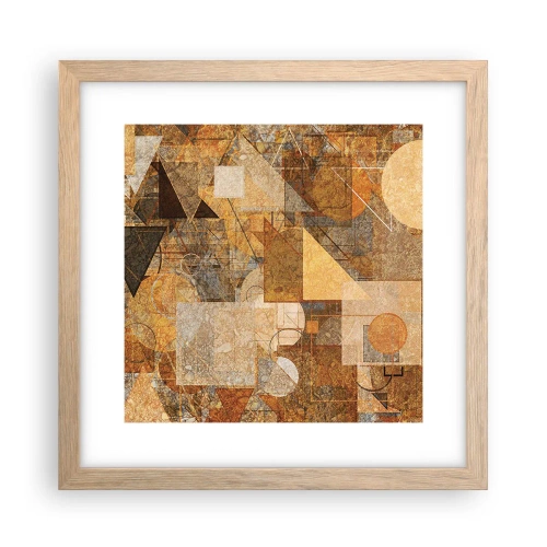 Pôster com moldura de carvalho claro - Estudo Cubista em Bronze - 30x30 cm