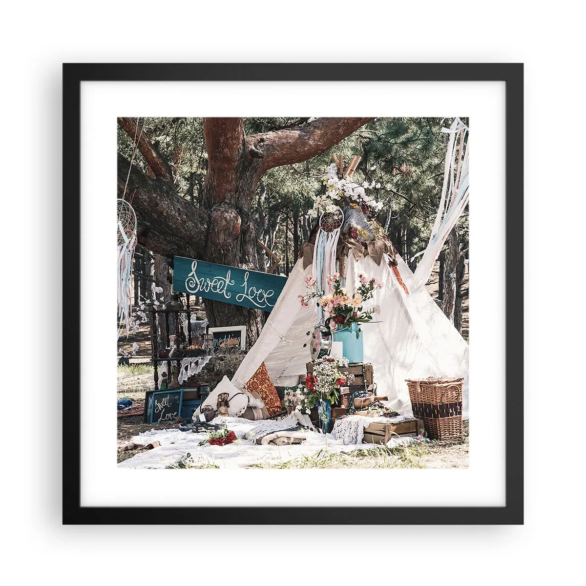 Pôster com moldura preta - Make love… - 40x40 cm