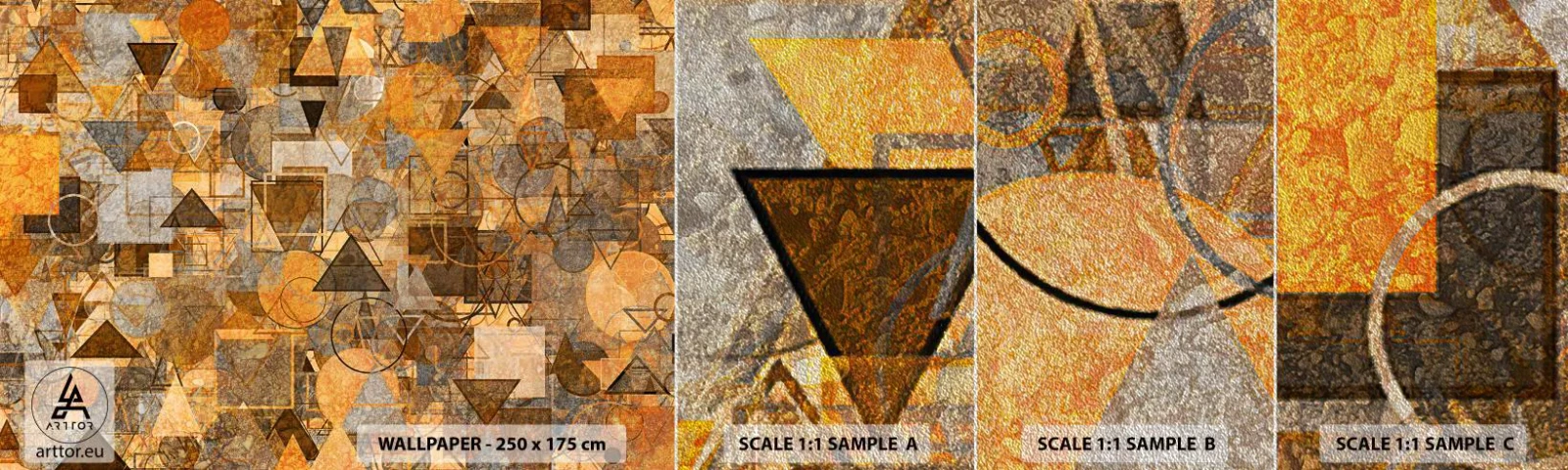 Amostra de papel de parede Premium Sand - O mundo em forma - Abstração, Pedaço, Padrão Moderno - 100x30 cm