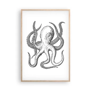 Pôster com moldura de carvalho claro - Dançando com as ondas - 61x91 cm