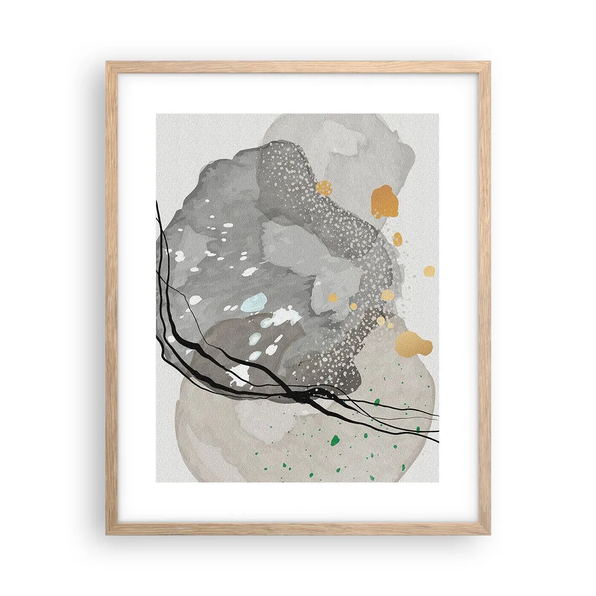 Pôster com moldura de carvalho claro - Composição orgánica - 40x50 cm