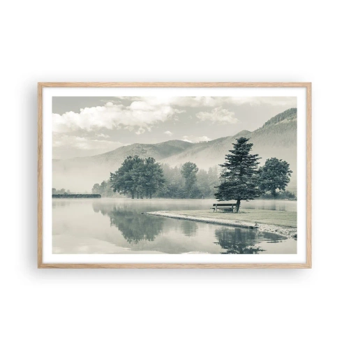 Pôster com moldura de carvalho claro - O lago ainda está a dormir - 91x61 cm