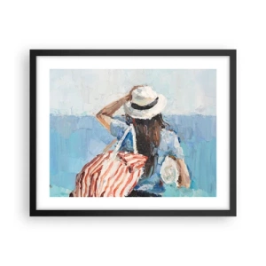 Pôster com moldura preta - Bem-vindo às suas férias - 50x40 cm