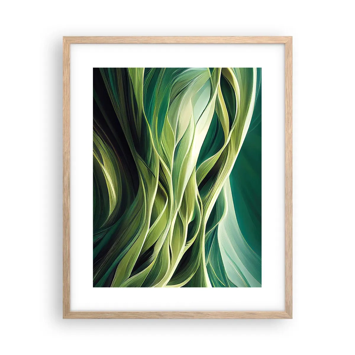 Pôster com moldura de carvalho claro - Jogo verde abstrato - 40x50 cm