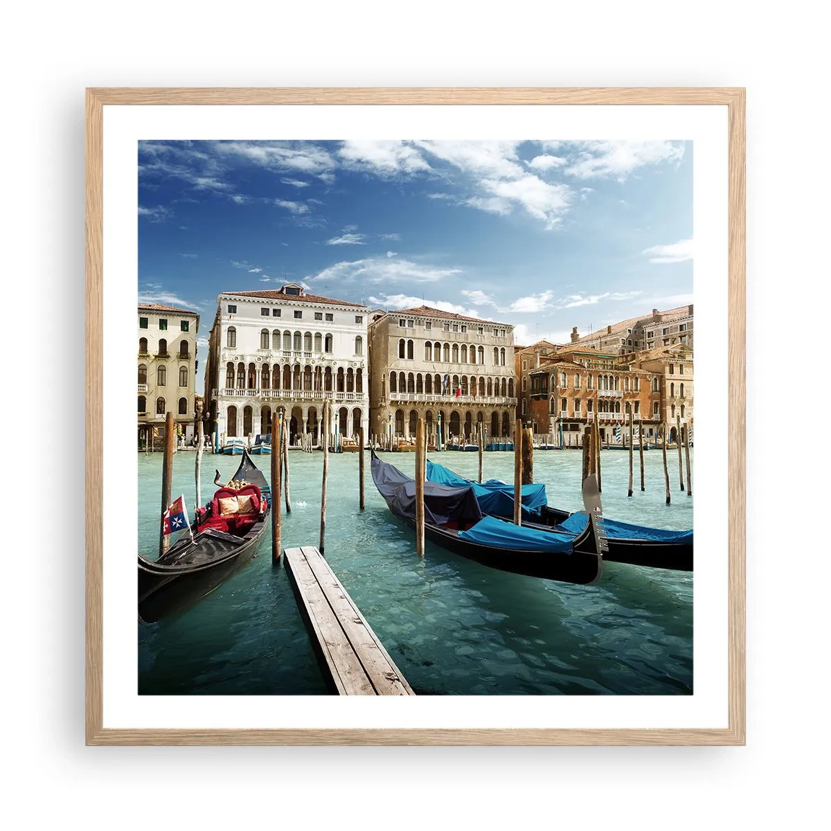 Pôster com moldura de carvalho claro - Palácios em azul - 60x60 cm