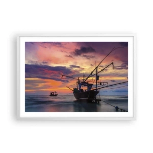 Pôster em moldura branca - Noite exótica - 70x50 cm