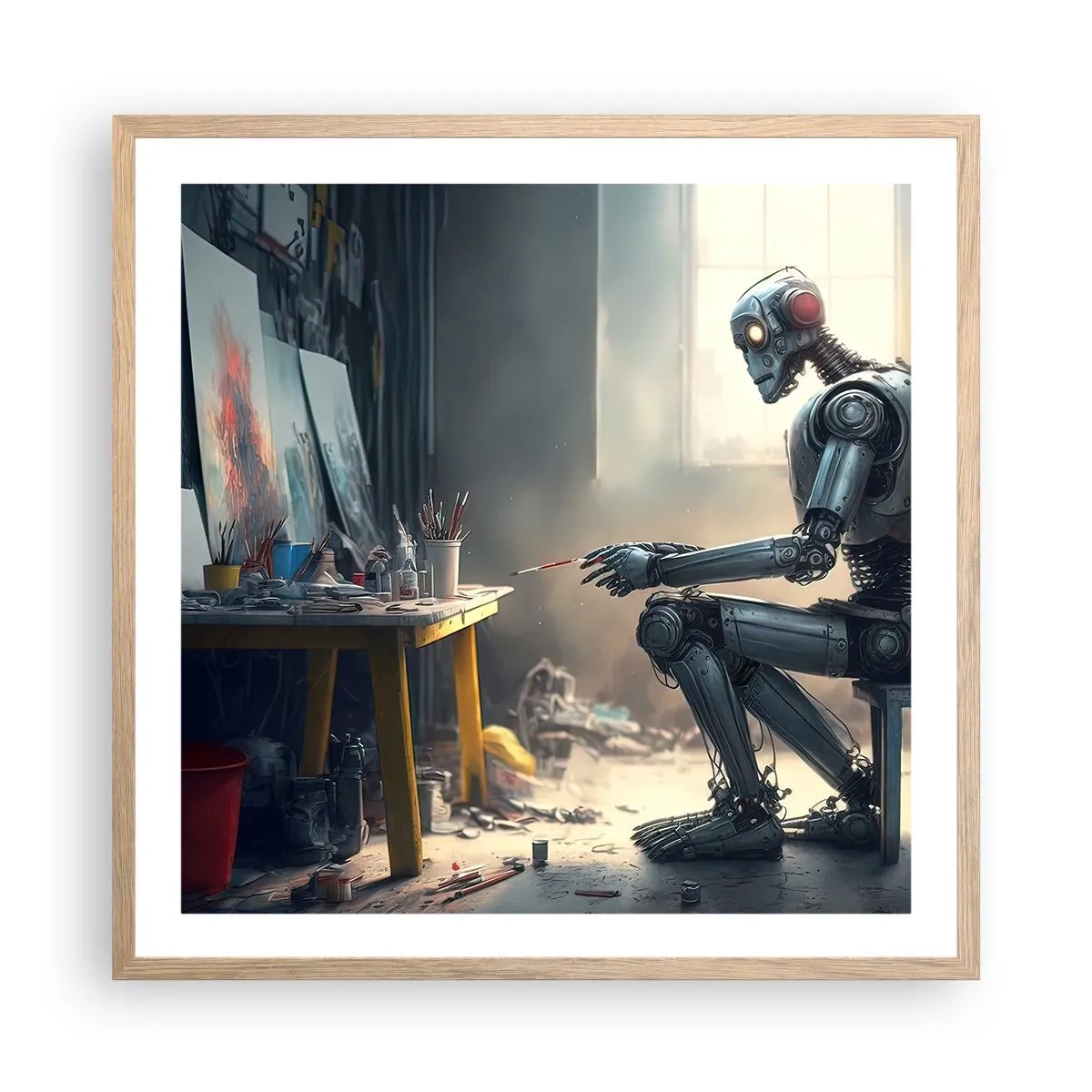Pôster com moldura de carvalho claro - O ato de criação - 60x60 cm