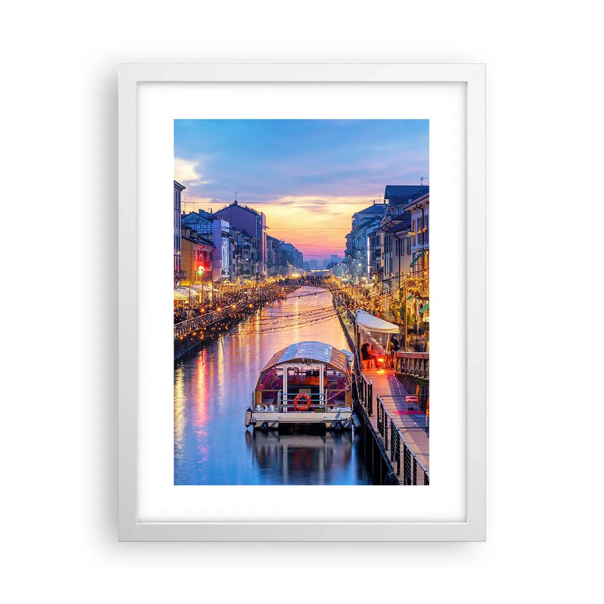 Pôster em moldura branca - Uma noite de luz e diversão - 30x40 cm