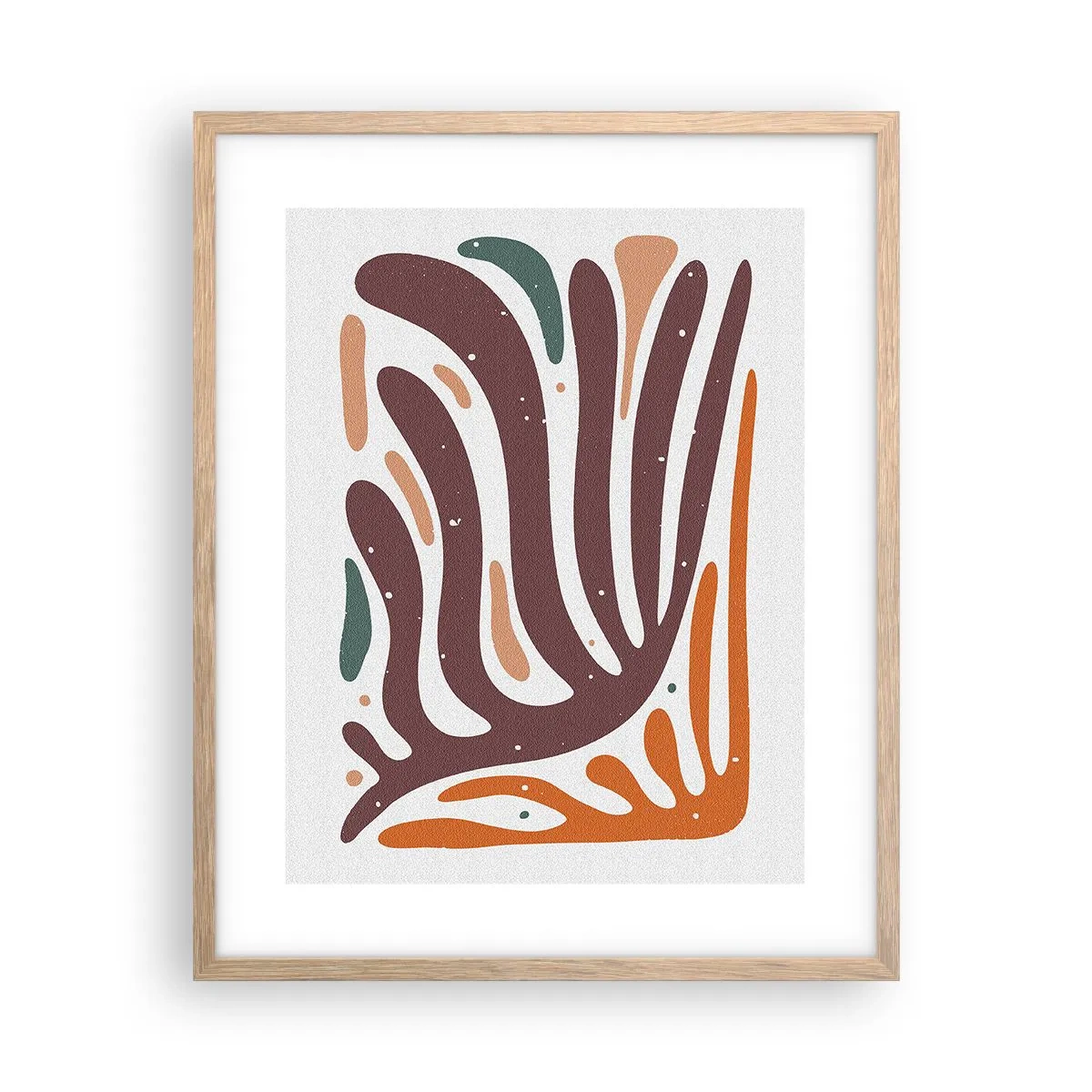 Pôster com moldura de carvalho claro - Composição orgánica radiante - 40x50 cm