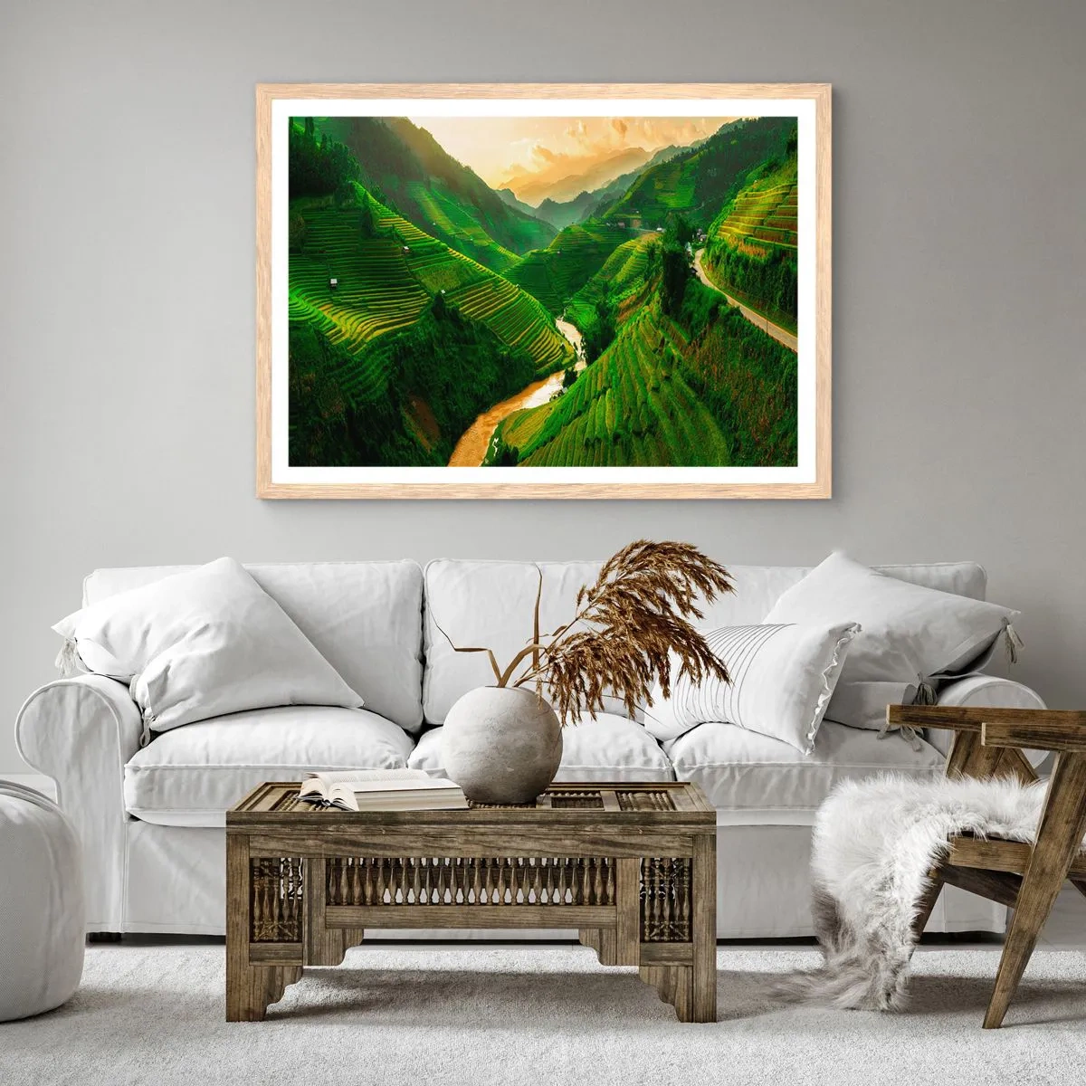 Pôster com moldura de carvalho claro - Vale vietnamita - 70x50 cm