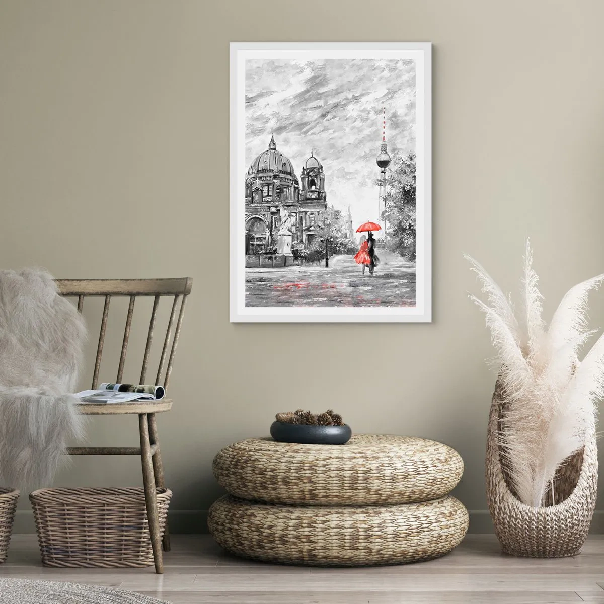 Pôster em moldura branca - Reunião em Berlim - 40x50 cm