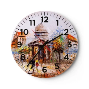 Relógio de parede - Relógio em vidro - Passeio por Paris - 40x40 cm