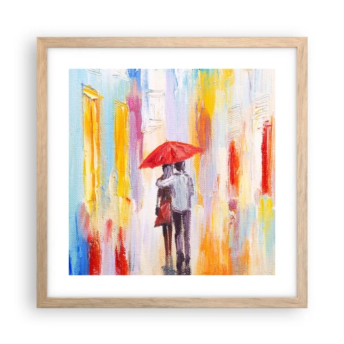 Pôster com moldura de carvalho claro - Que continue a chover - 40x40 cm