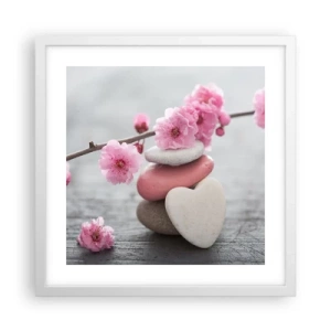 Pôster em moldura branca - Flor de cerejeira - 40x40 cm