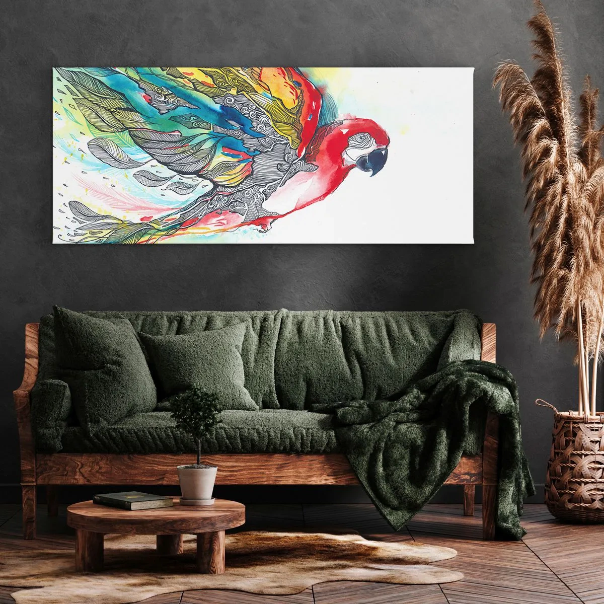 Quadro em tela - Viva com cor - 100x40 cm
