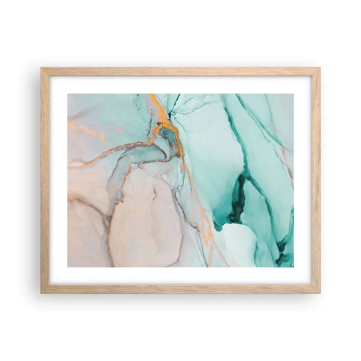 Pôster com moldura de carvalho claro - Dança das formas e cores - 50x40 cm