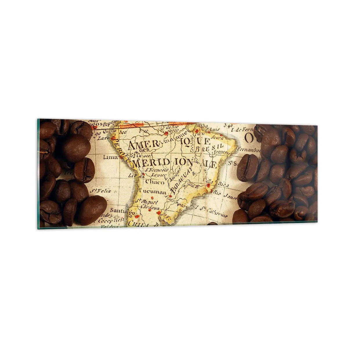 Quadro em vidro - De onde vem o melhor café? - 90x30 cm