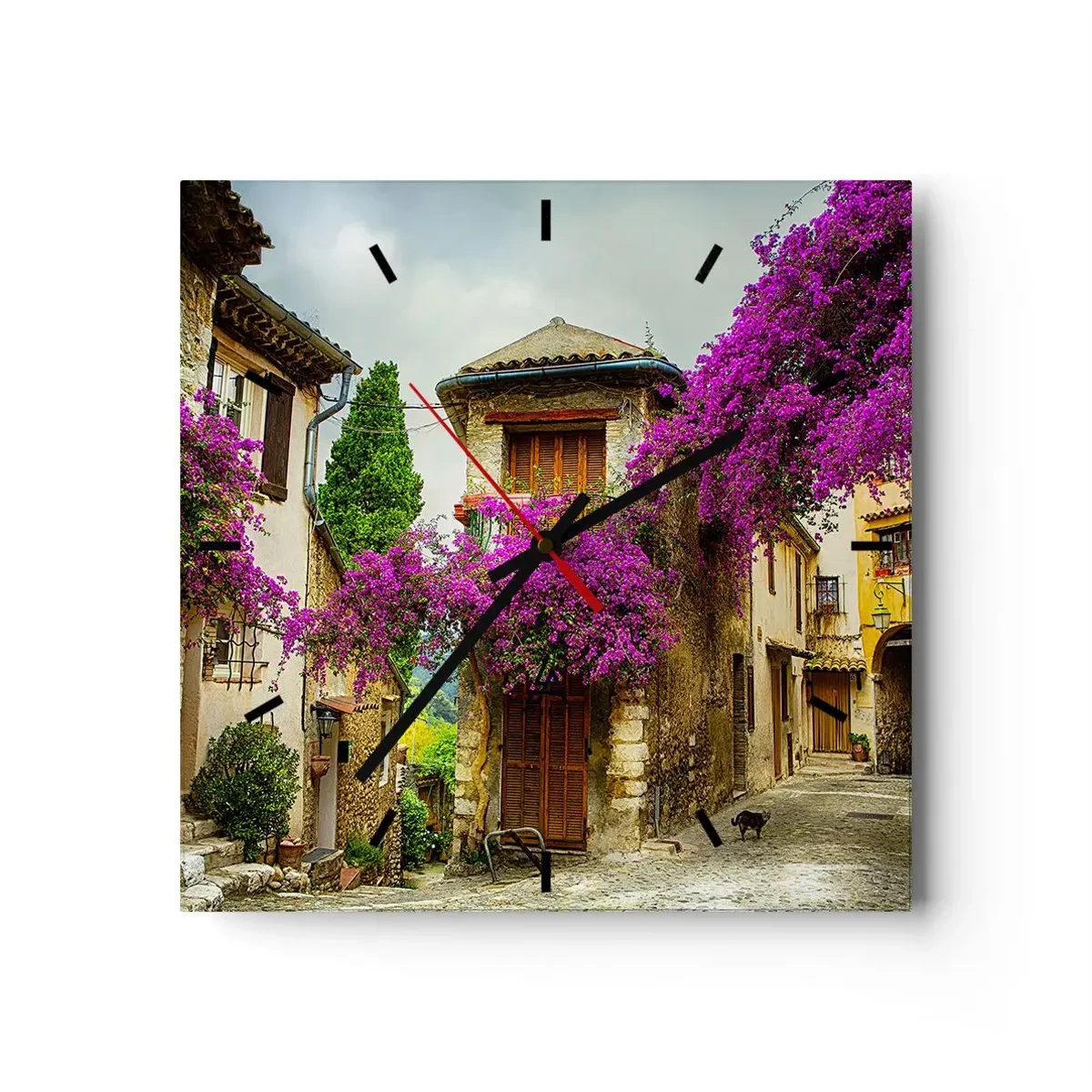 Relógio de parede - Relógio em vidro - Sob um dossel de flores - 30x30 cm