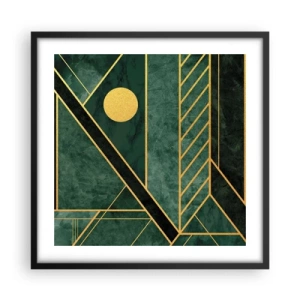 Pôster com moldura preta - A dinâmica do ouro e do azul - 50x50 cm