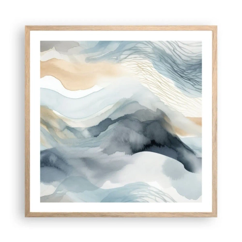 Pôster com moldura de carvalho claro - Abstração nevada e nebulosa - 60x60 cm