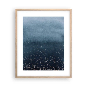 Pôster com moldura de carvalho claro - Composição – fases azuis - 40x50 cm