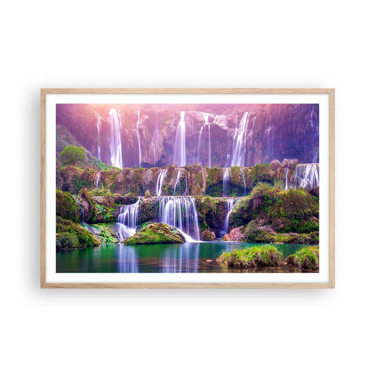 Pôster com moldura de carvalho claro - Escadas para o céu - 91x61 cm