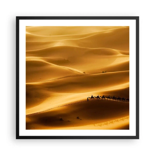 Pôster com moldura preta - Caravana nas ondas do deserto - 60x60 cm