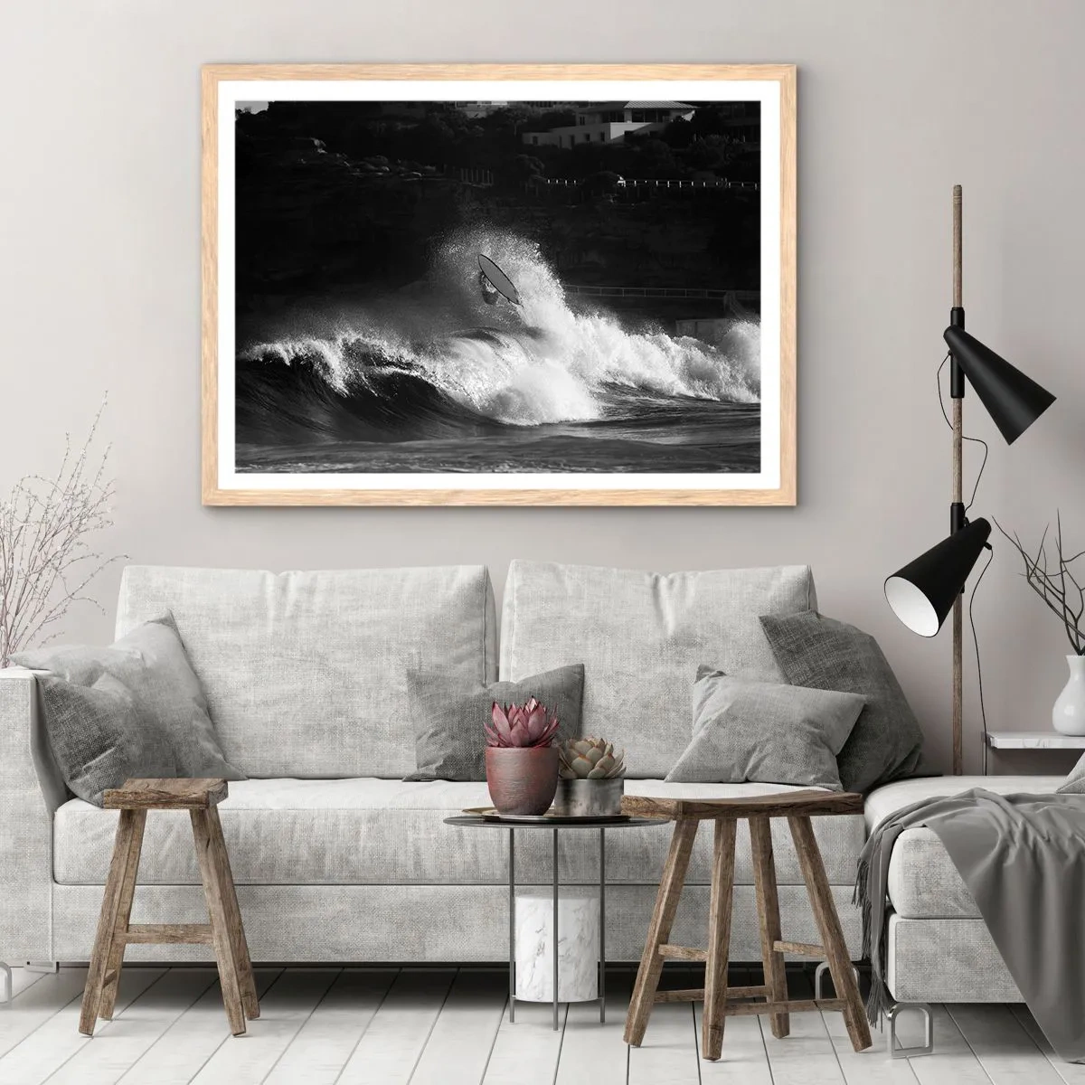 Pôster com moldura de carvalho claro - Desafio aceito! - 91x61 cm