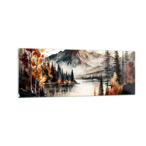 Quadro em vidro - Outono dourado nas montanhas - 140x50 cm