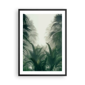 Pôster com moldura preta - Vegetação tropical em um ambiente enevoado - 50x70cm - Mistério tropical - Decoração de parede moderna para a sala de estar e quarto ARTTOR