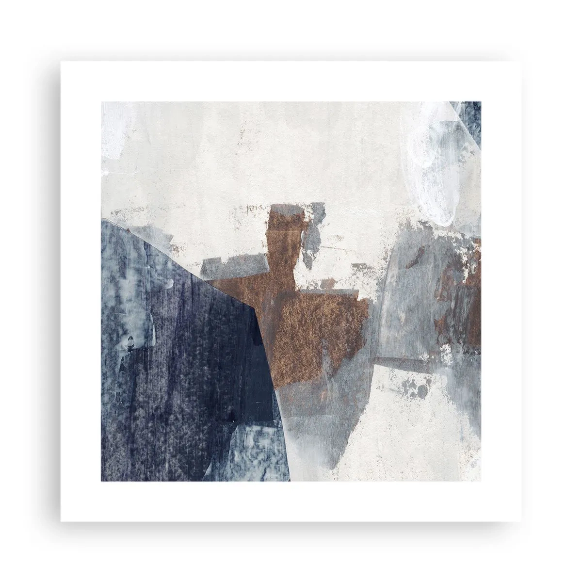 Pôster - Formas azuis e marrons - 40x40 cm