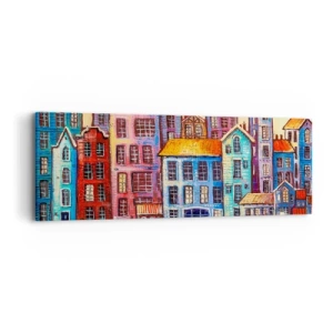 Quadro em tela - Uma cidade como de um conto de fadas - 90x30 cm