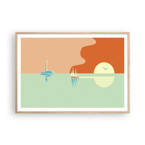Pôster com moldura de carvalho claro - Uma paisagem marítima perfeita - 100x70 cm