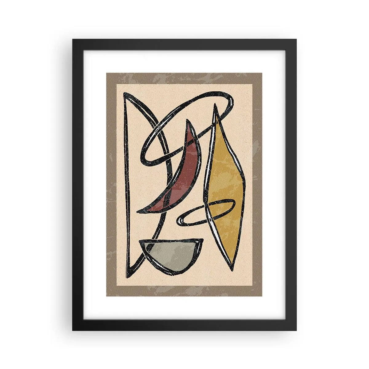 Pôster com moldura preta - Composição – arcos e ovais - 30x40 cm