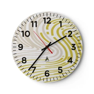 Relógio de parede - Relógio em vidro - Uma composição com uma curvatura suave - 40x40 cm