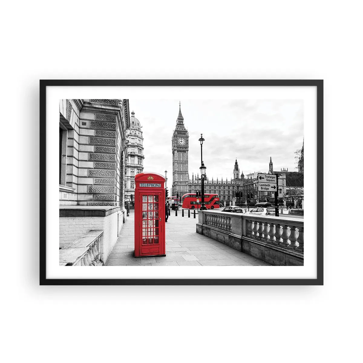 Pôster com moldura preta - Sem dúvida, Londres - 70x50 cm