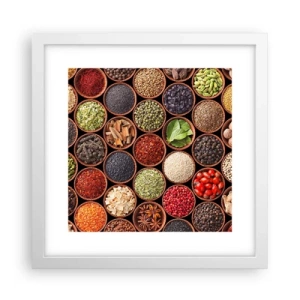 Pôster em moldura branca - Todos os sabores do mundo - 30x30 cm