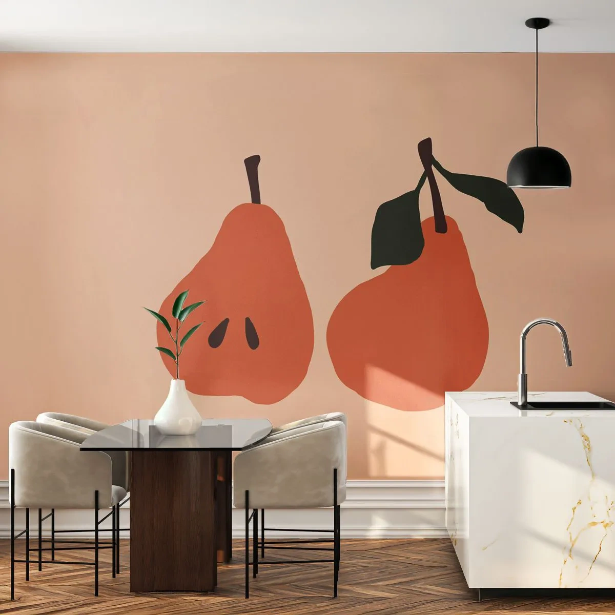 Papel de Parede Premium Sand - A própria doçura - Pera, Fruta, Minimalista - 100x70 cm