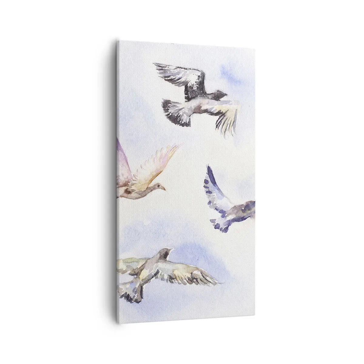 Quadro em tela - Liberdade em cinza e azul - 55x100 cm