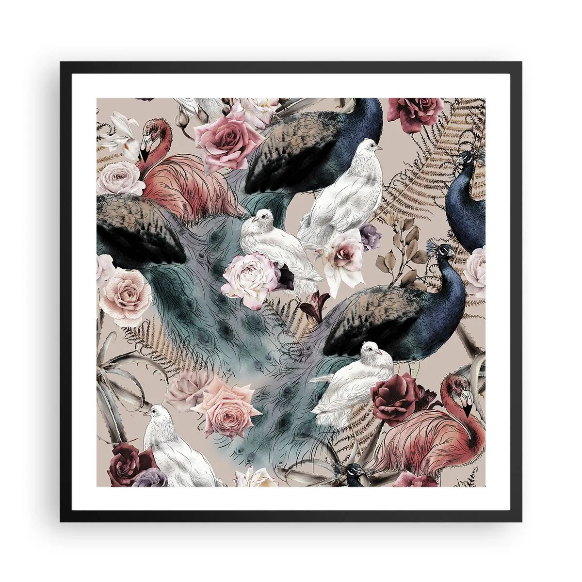 Pôster com moldura preta - No jardim do palácio - 60x60 cm