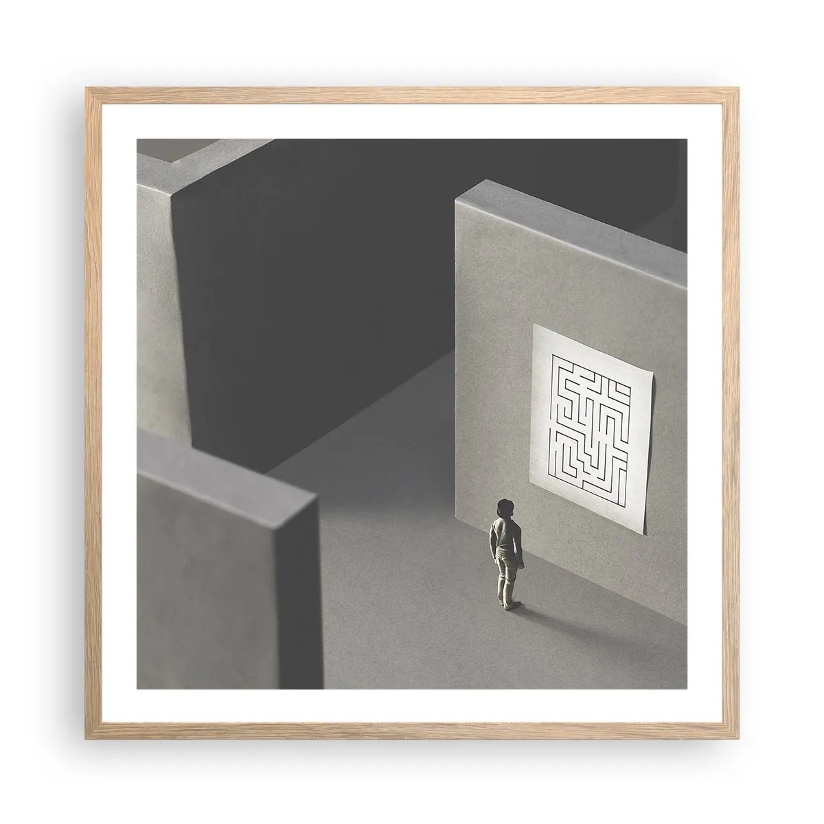 Pôster com moldura de carvalho claro - Mas onde estou? - 60x60 cm