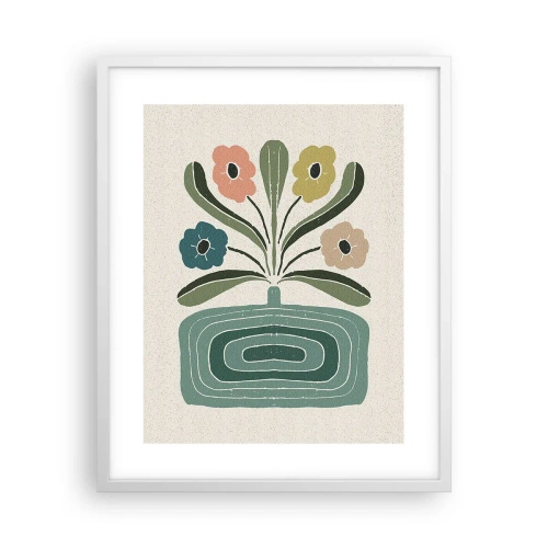Pôster em moldura branca - Buquê simétrico - 40x50 cm