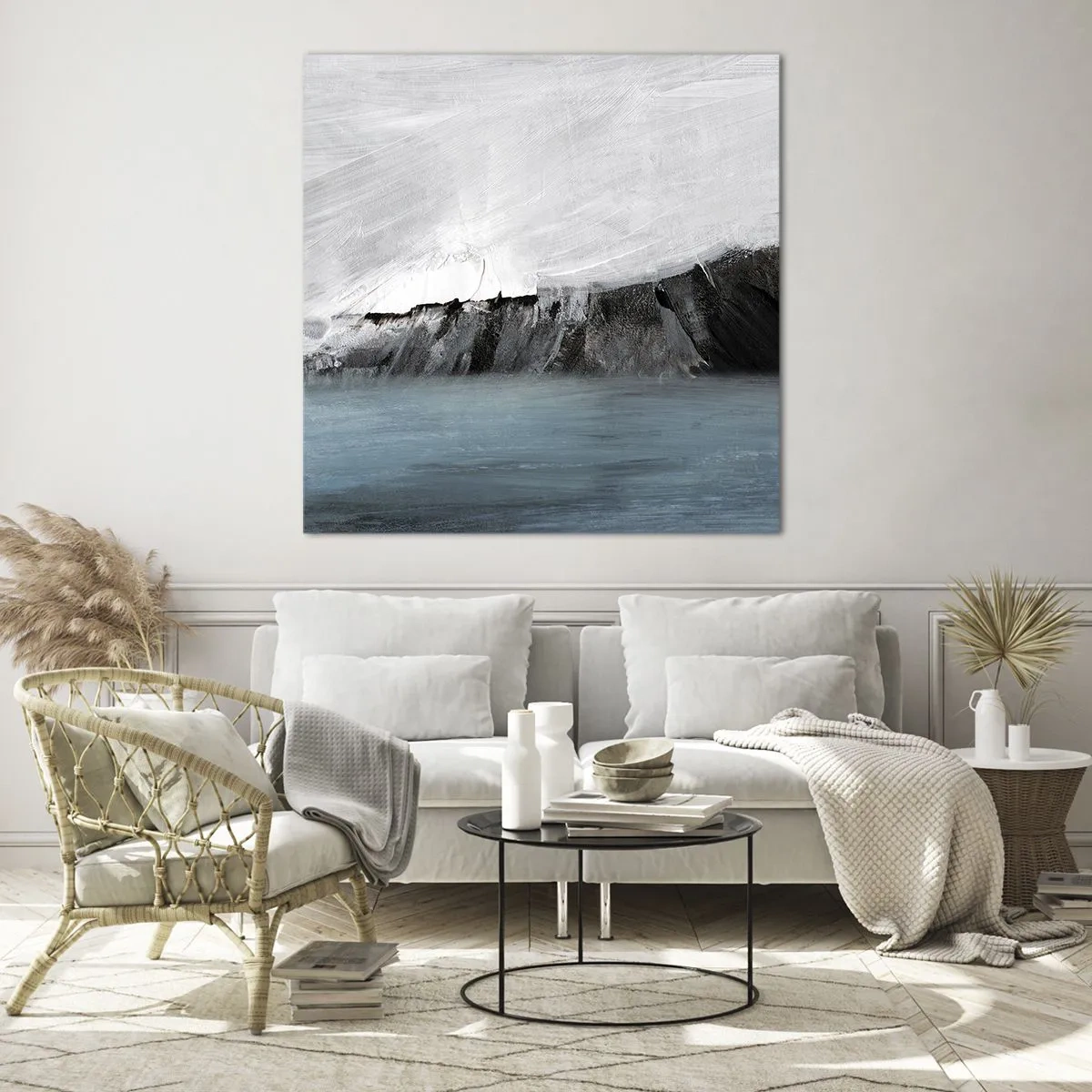 Quadro em vidro - Água – terra: choque dos elementos - 40x40 cm