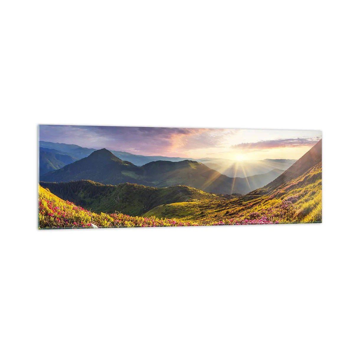 Quadro em vidro - A frescura de uma manhã nas montanhas - 160x50 cm