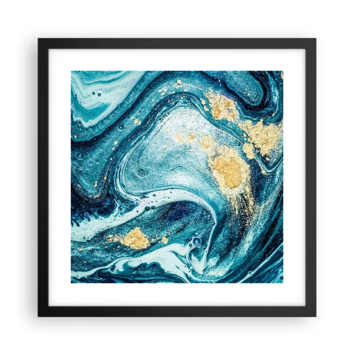 Pôster com moldura preta - Redemoinho azul - 40x40 cm