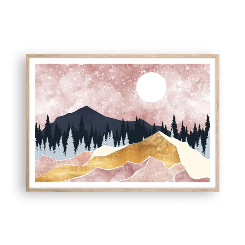 Pôster com moldura de carvalho claro - Ronda Noturna - 100x70 cm