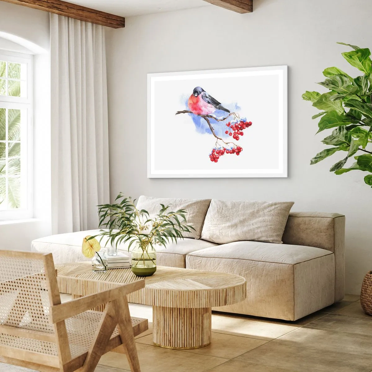 Pôster em moldura branca - Inverno a cores - 100x70 cm